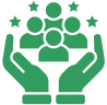 Hands holding people with stars